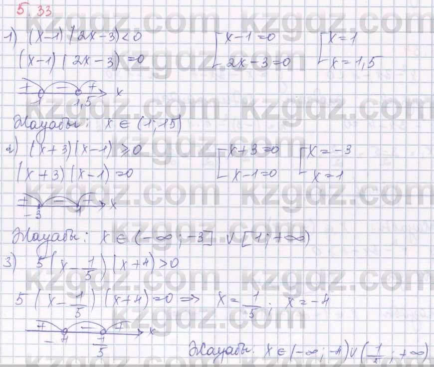Алгебра Шыныбеков 8 класс 2018  Упражнение 5.33