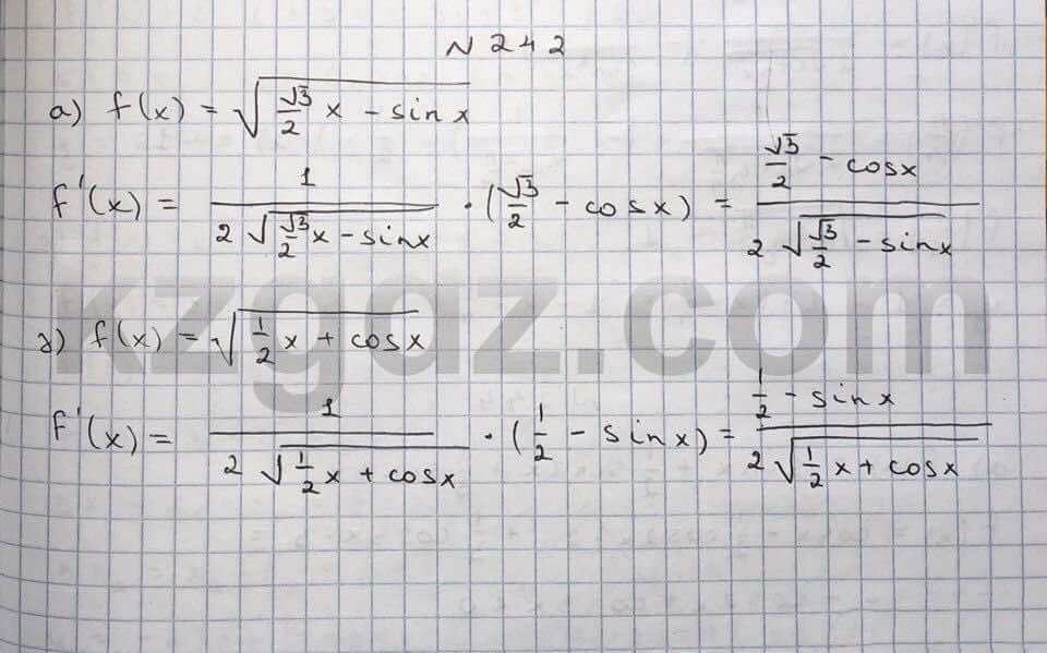 Алгебра Абылкасымова 10 класс Естественно-математическое направление  Упражнение 242