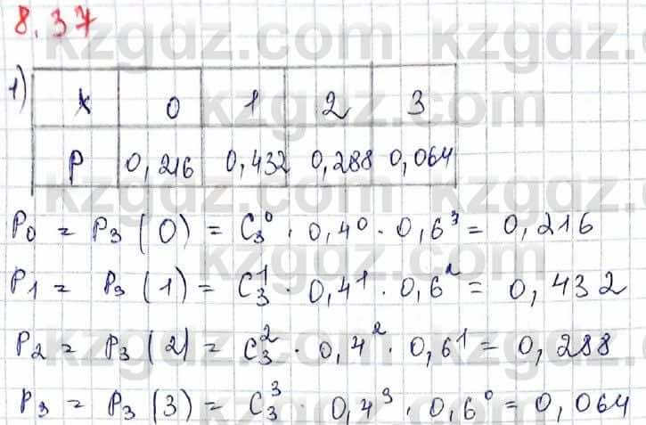 Алгебра Шыныбеков 10 класс 2019 Упражнение 8.37