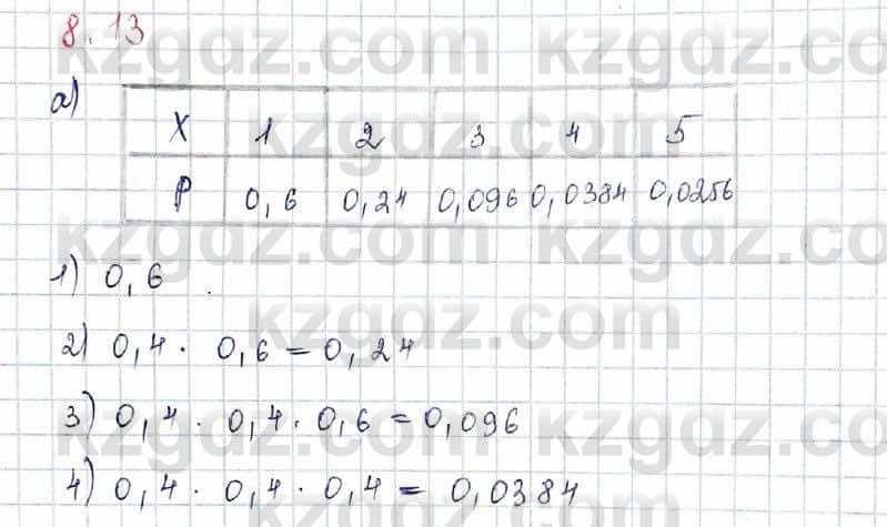 Алгебра Шыныбеков 10 класс 2019 Упражнение 8.13