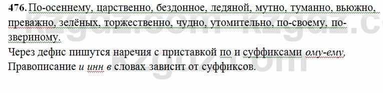 Русский язык Сабитова 6 класс 2018  Упражнение 476