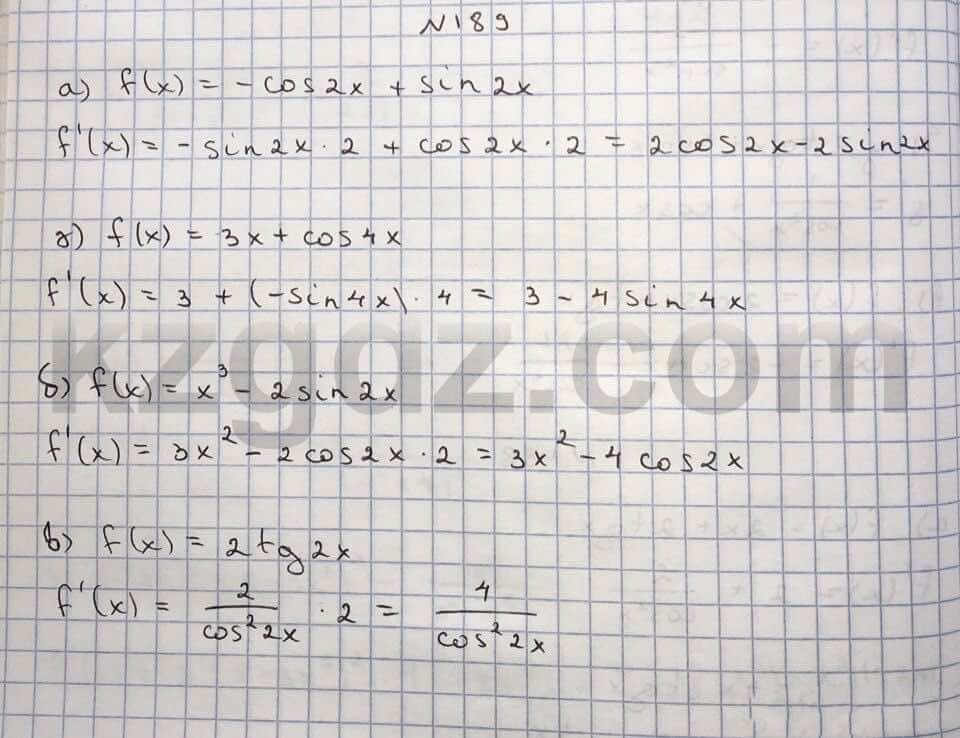 Алгебра Абылкасымова 10 класс Общетвенно-гуманитарное направление  Упражнение 189