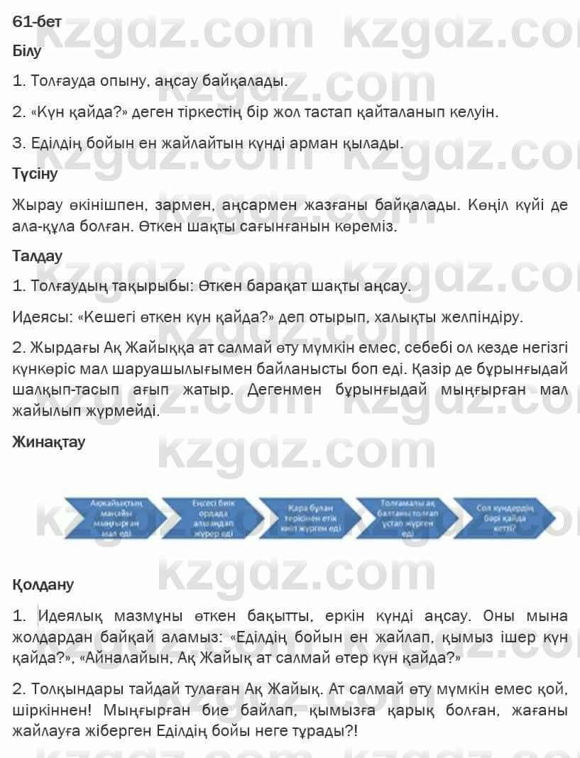 Казахская литература Турсынгалиева 6 класс 2018  Упражнение 61 бет